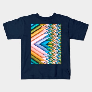 Rainbow Pastel Abstract Geometric 3d Chevron Kids T-Shirt